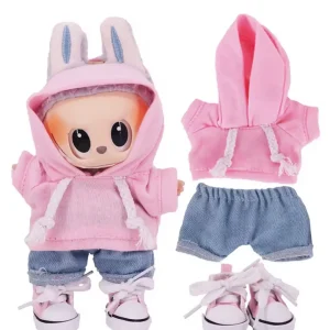 Set Outfit Felpa Rosa, Jeans e Scarpe Rosa per Labubu (17 cm) Set Outfit Felpa Rosa, Jeans e Scarpe Rosa per Labubu (17 cm)