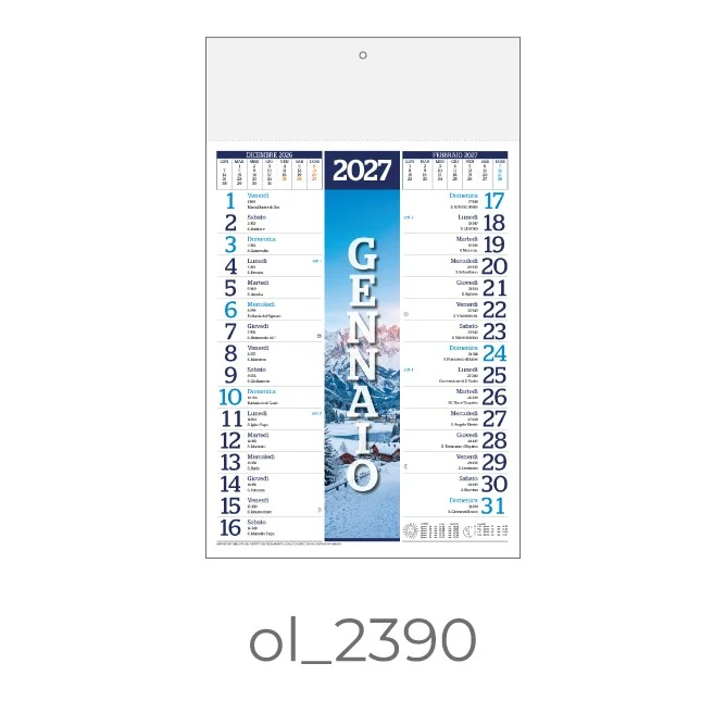 Calendario Olandese 2390 – 2027 da Muro Personalizzato, Area Stampa 29,2×9,4 cm, da 100 pezzi personalizzazione compresa