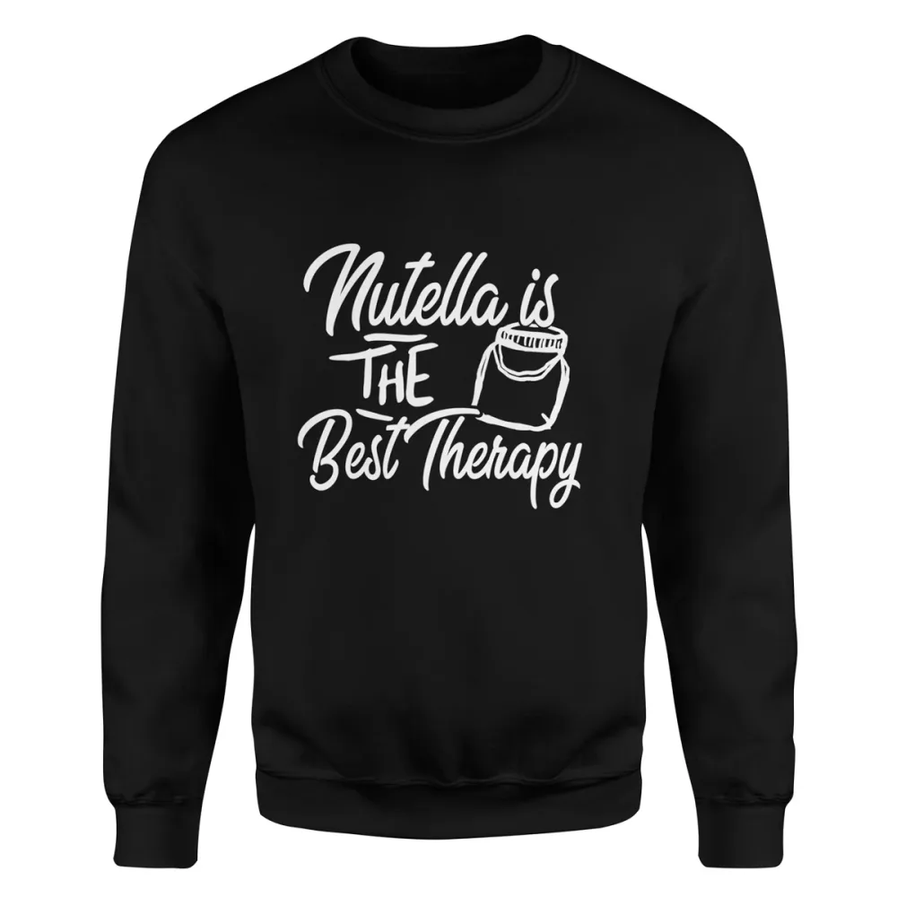 TeesBlitz 325 – Felpa girocollo/cappuccio stampa divertente – Nutella is the best Therapy