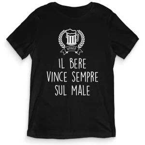 TeesBlitz T-Shirt divertente – Il bere vince sempre sul male – tee21-018 TeesBlitz T-Shirt divertente – Il bere vince sempre sul male – tee21-018