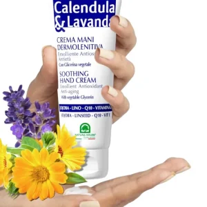 CALENDULA & LAVANDA CREMA MANI con Coenzima Q10 – Dermo Lenitiva Idratante Emolliente Antiossidante Antietà
