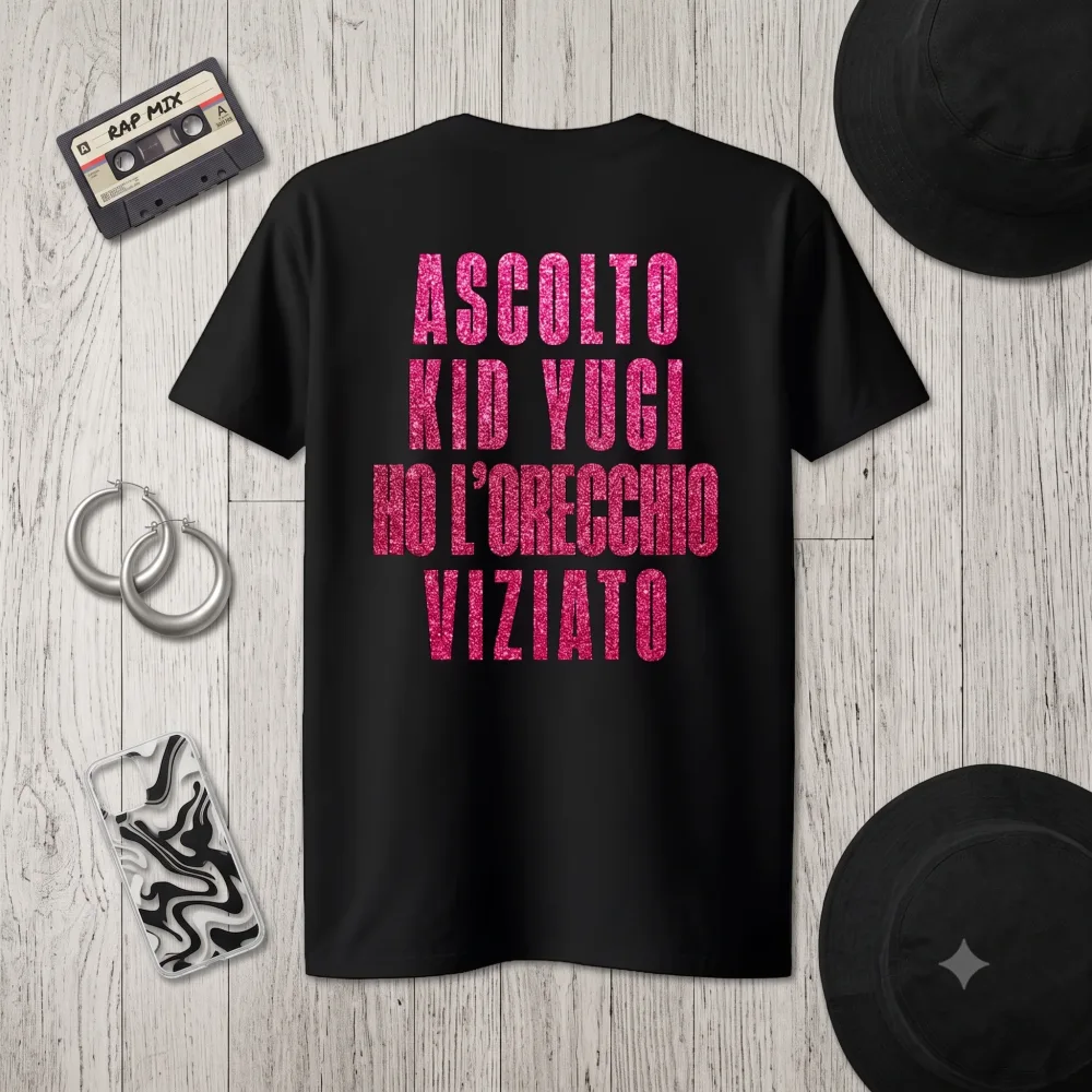 Maglia Kid Yugi "Ascolto Kid Yugi Ho L'Orecchio Viziato" – Unisex Black - immagine 3
