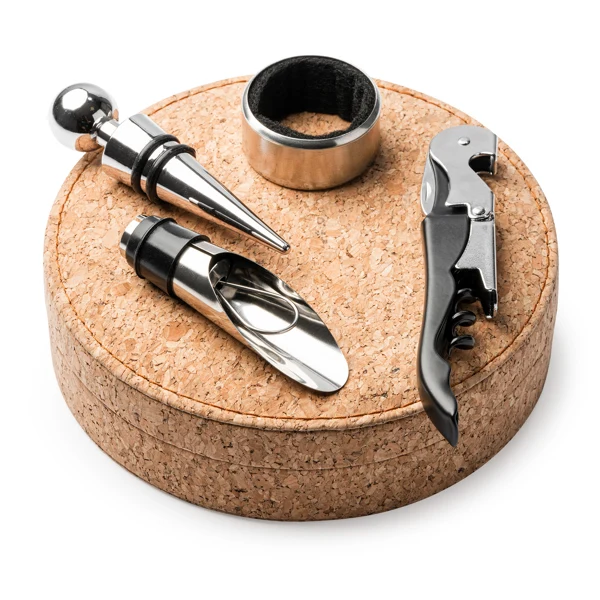 Set da Vino in Acciaio Inox – Cavatappi a 2 Tempi, Taglia Capsule, Dosatore e Tappo
