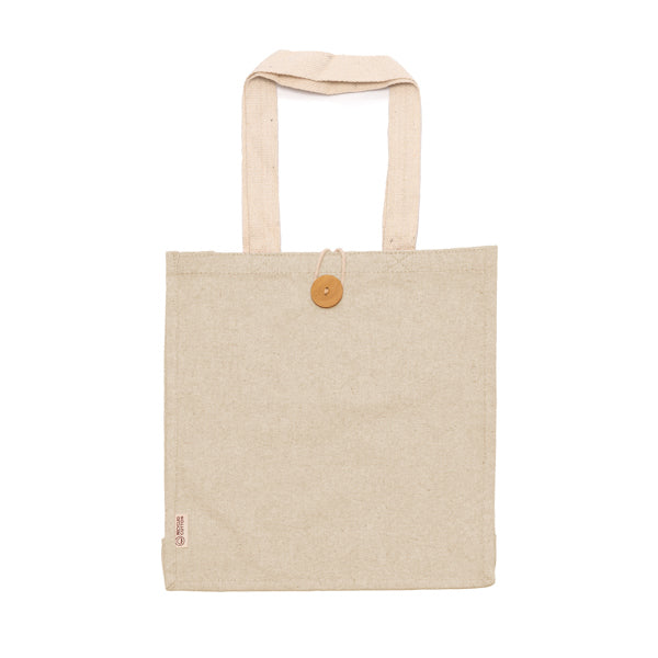 Borsa in Cotone Riciclato 300 g/m² – Finitura Mélange, Manici Rinforzati 70 cm e Chiusura a Bottoni - immagine 2