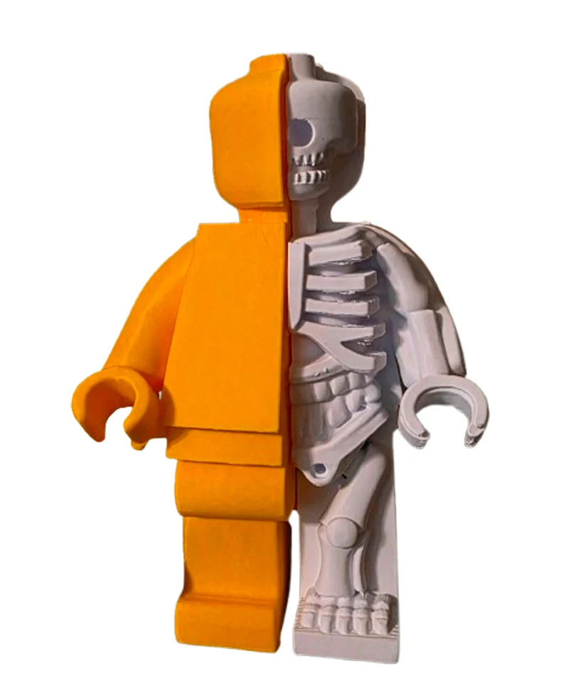 Omino LEGO Half & Half – Minifigure Scheletro / Classico – Stampa 3D (20 cm)