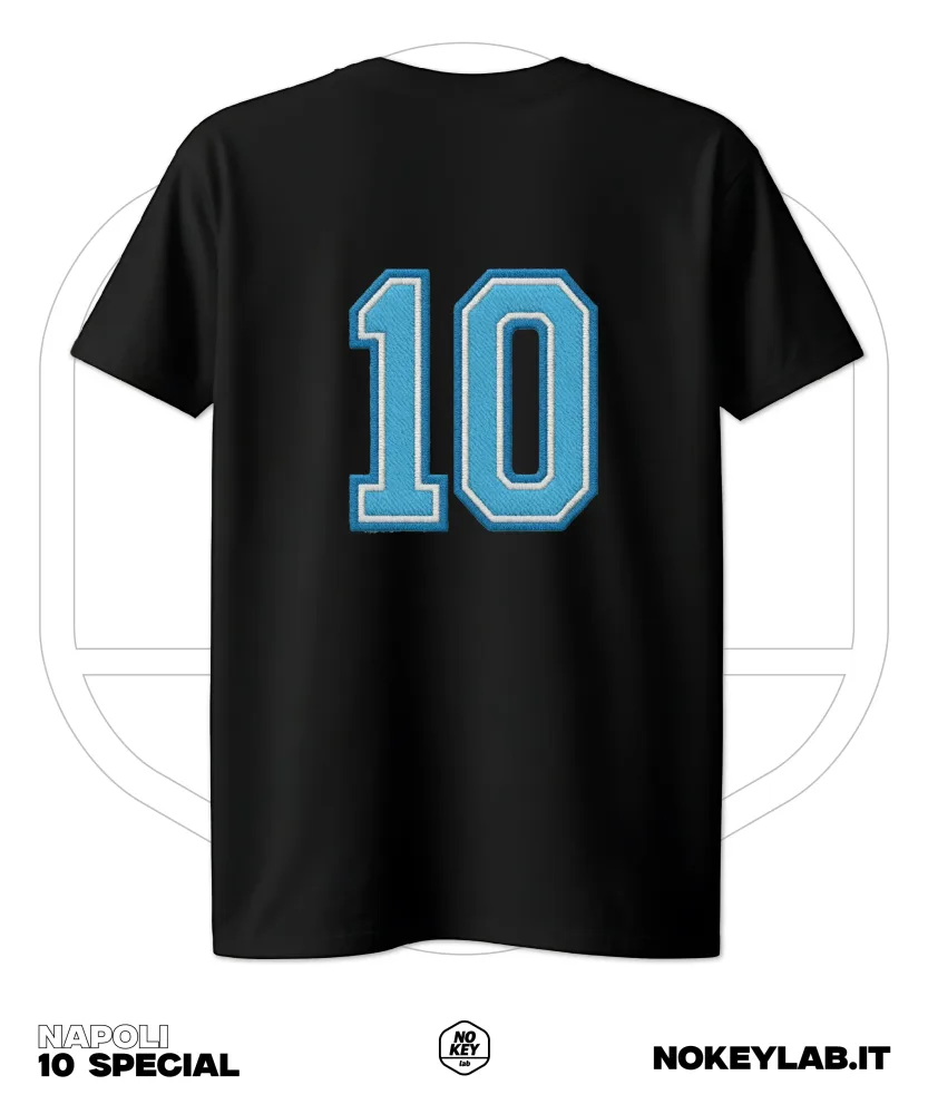 Maglia Napoli Effetto Ricamato Stile College con Numero 10 – Edizione Unica - immagine 2