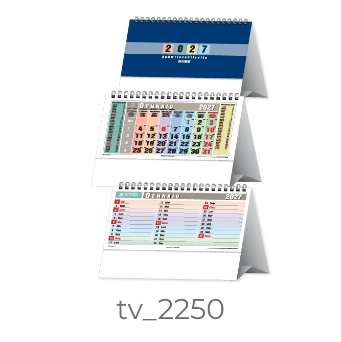 Calendario Olandese Mensile da Tavolo 2027 Personalizzato – Adesivo su Base, da 100 pezzi personalizzazione compresa