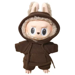 Set Outfit Felpa con Cappuccio e Pantalone Marrone per Labubu (17 cm)