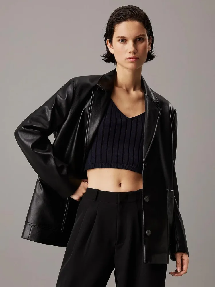 Calvin Klein Giacca Donna Faux Leather Blazer