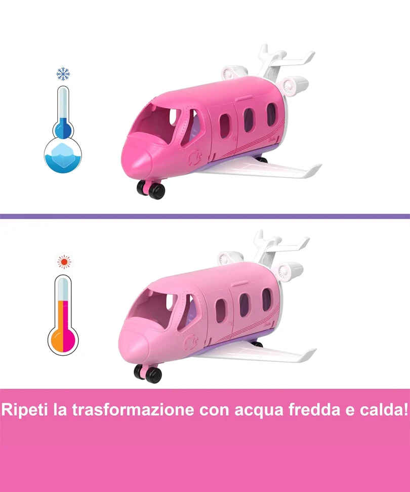 Mini BarbieLand - Set mini Aereo dei Sogni e Bambola da 3,8 cm, Veicolo con Sorpresa Cambia Colore - immagine 3