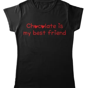 TeesBlitz tee117 – T-Shirt divertente – Chocolate is my best Friend TeesBlitz tee117 – T-Shirt divertente – Chocolate is my best Friend