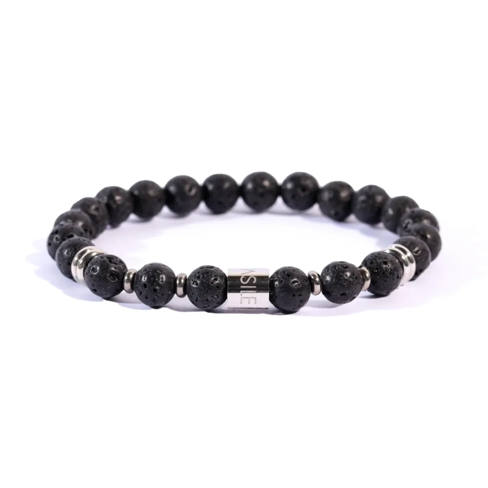PIETRA DE LAVA Bracciale elastico 8mm - immagine 2