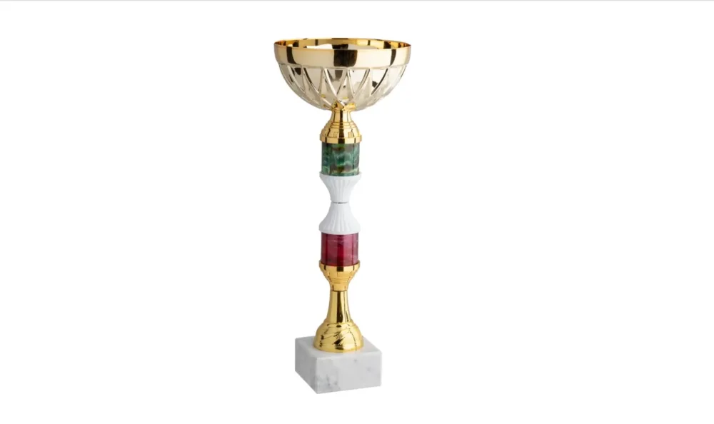 Coppa Multicolore Oro  – Tazza Metallo Base Marmo Bianco Carrara
