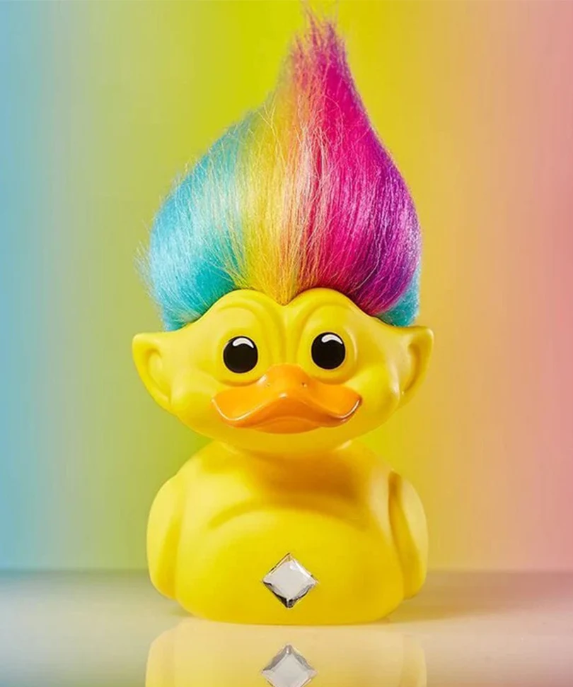 Trolls Rainbow Troll (Yellow with Rainbow Hair) TUBBZ Cosplaying Duck Collectable - immagine 3
