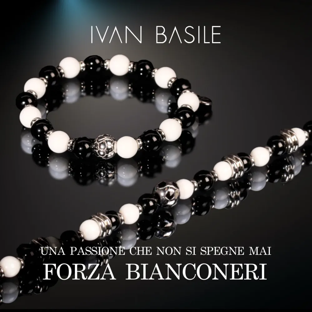 2 BRACCIALI BIANCO NERI ELASTICO + GANCIO IN ACCIAIO