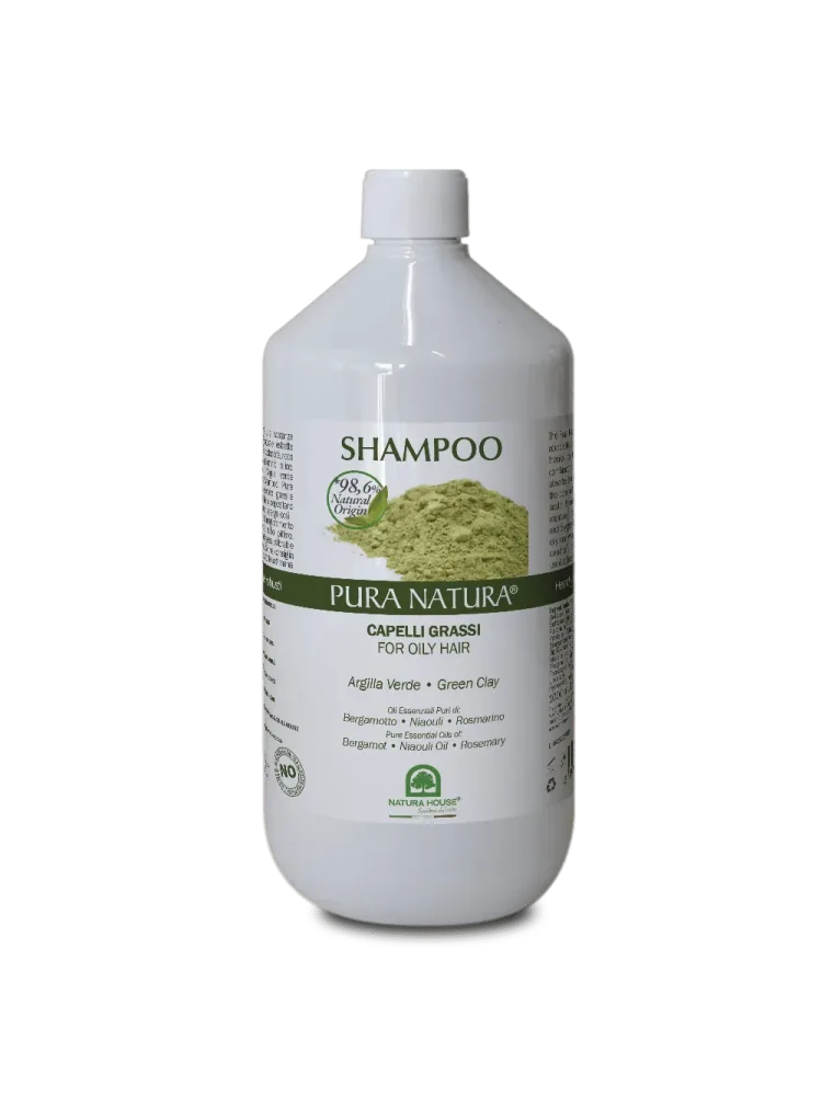 SHAMPOO CAPELLI GRASSI con Argilla Verde - Rimineralizzante Combatte la flora batterica