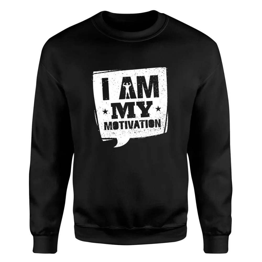 TeesBlitz 328 – Felpa girocollo/cappuccio stampa divertente – I am my Motivation