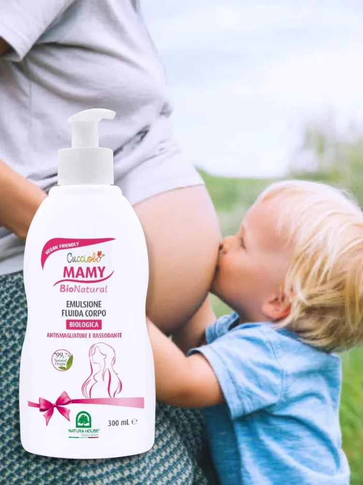 CUCCIOLO Mamy BIO Natural EMULSIONE FLUIDA CORPO Biologica, Antismagliature, Rassodante - In Gravidanza Azione Elasticizzante Forte