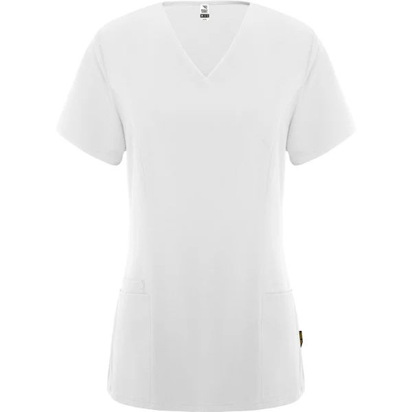 Camice Sanitario Donna Maniche Corte FEROX WOMAN – Microfibra con Vita Aderente e Collo a V – 20 pz Stampa Inclusa - immagine 2