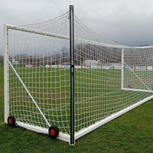 Porta da Calcio Mobile Autoportante con Rete – Alluminio Ovale 100x120mm – Certificata UNI-EN 748 – 7,32×2,44m