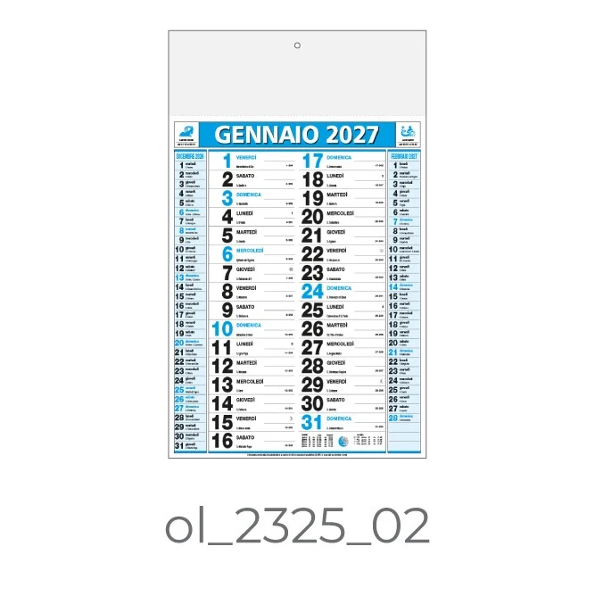 Calendario Olandese 2325-02 – 2027 da Muro Personalizzato, Area Stampa 29,2×9,4 cm, da 100 pezzi personalizzazione compresa