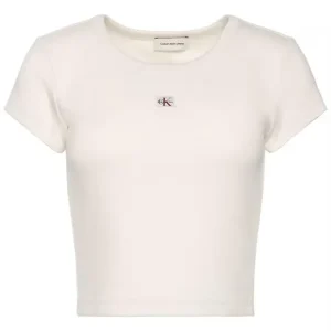 Calvin Klein T Shirt Donna A Woven Label 2×2 Rib