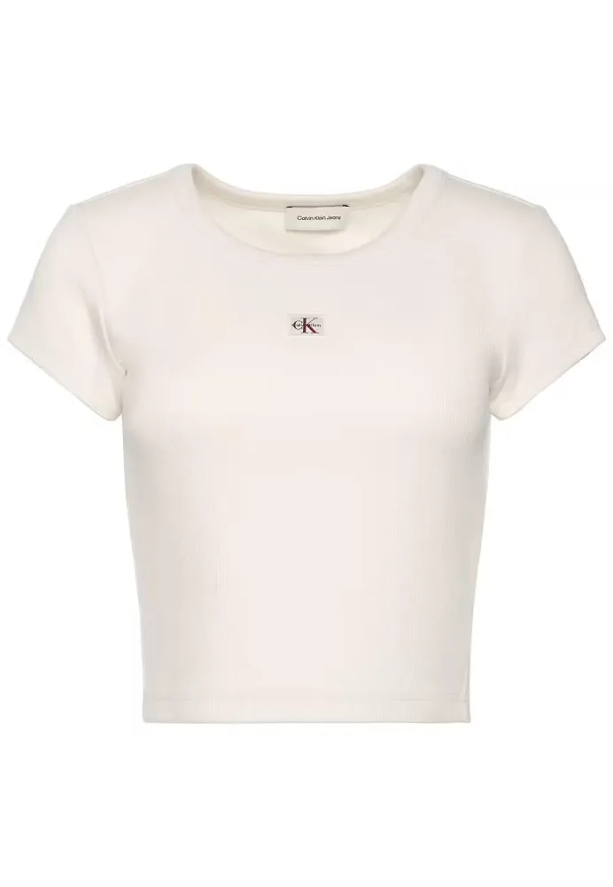Calvin Klein T Shirt Donna A Woven Label 2x2 Rib