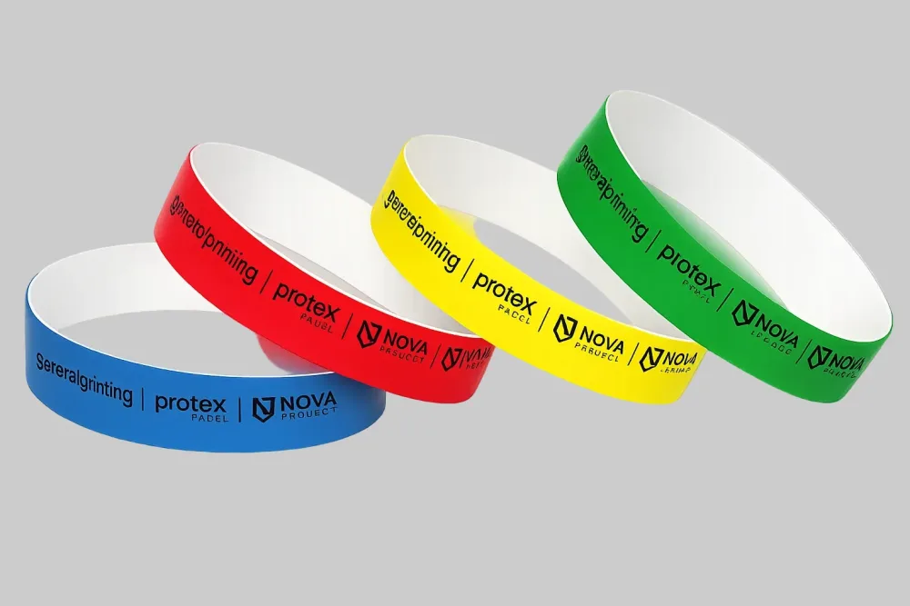 Braccialetti SecurBand con stampa in nero da 22mm con chiusura adesiva