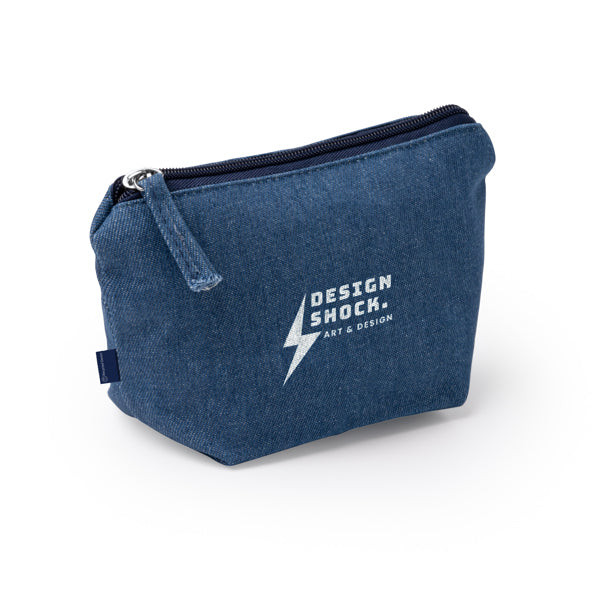 Borsa da Toilette in Denim Riciclato – Chiusura a Cerniera Abbinata Borsa da Toilette in Denim Riciclato – Chiusura a Cerniera Abbinata