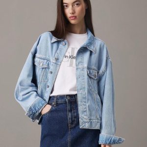 Calvin Klein Giacca Donna Boxy Denim Jacket Calvin Klein Giacca Donna Boxy Denim Jacket