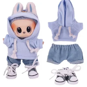 Set Outfit Felpa Azzurra, Jeans e Scarpe Denim per Labubu (17 cm) Set Outfit Felpa Azzurra, Jeans e Scarpe Denim per Labubu (17 cm)