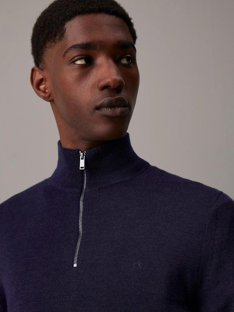 Calvin Klein Maglia Uomo Lana Merino Quarter Zip - immagine 3