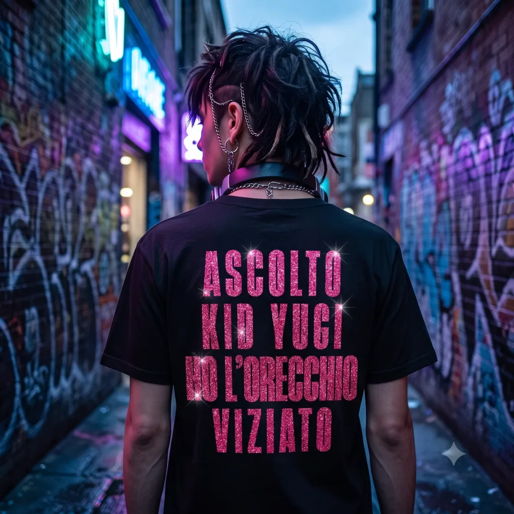 Maglia Kid Yugi "Ascolto Kid Yugi Ho L'Orecchio Viziato" – Unisex Black - immagine 2