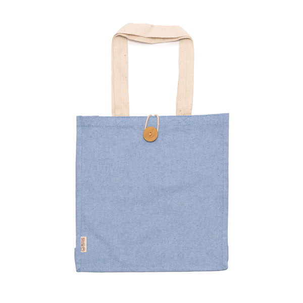 Borsa in Cotone Riciclato 300 g/m² – Finitura Mélange, Manici Rinforzati 70 cm e Chiusura a Bottoni - immagine 3