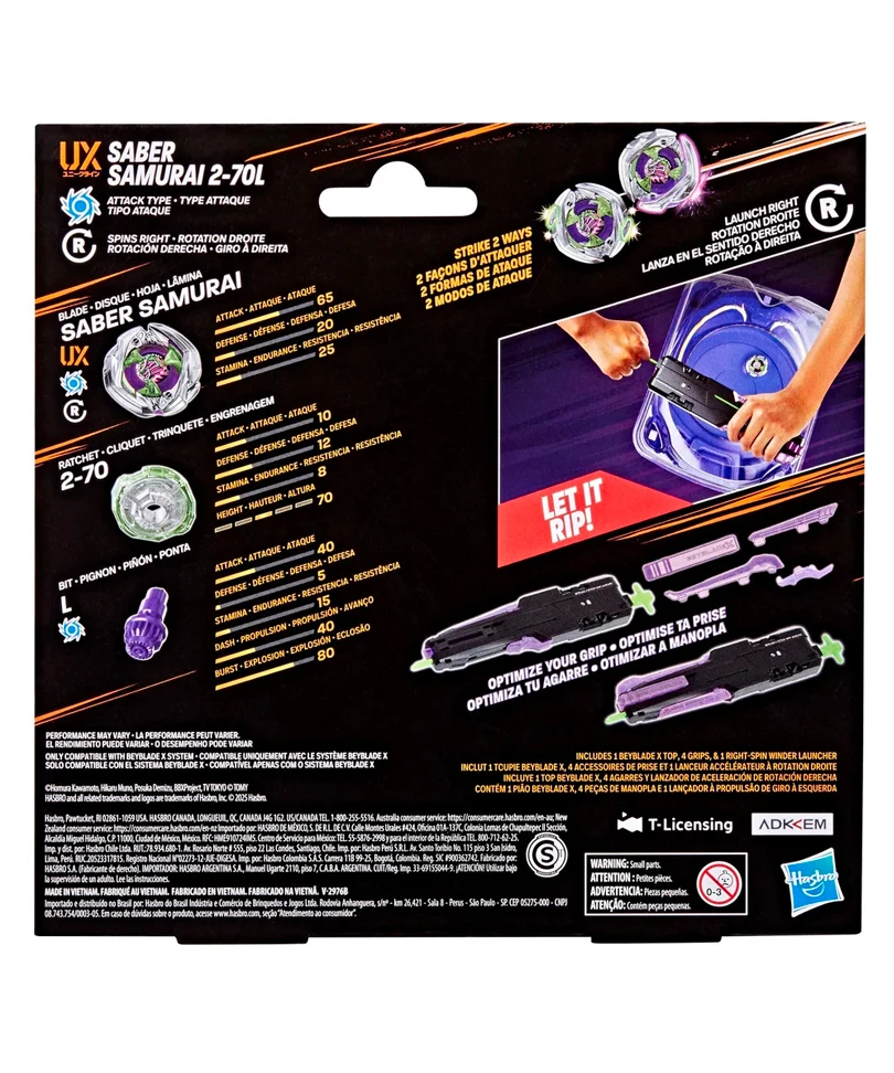 Beyblade X - Victory Grip Launcher Saber Samurai 2-70L - immagine 3