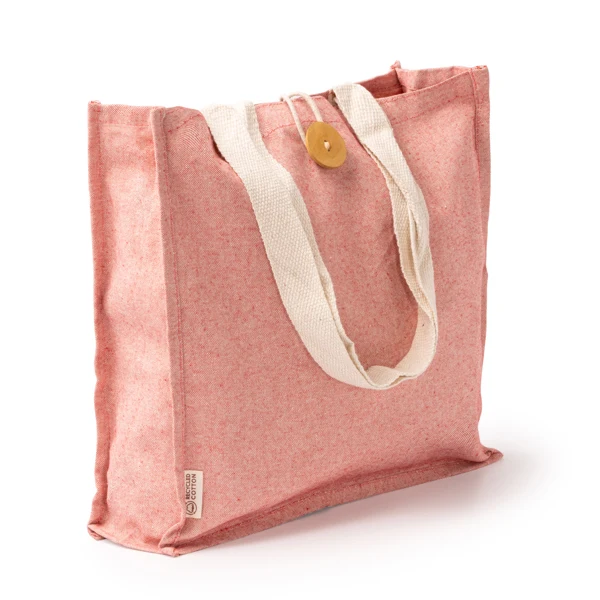 Borsa in Cotone Riciclato 300 g/m² – Finitura Mélange, Manici Rinforzati 70 cm e Chiusura a Bottoni
