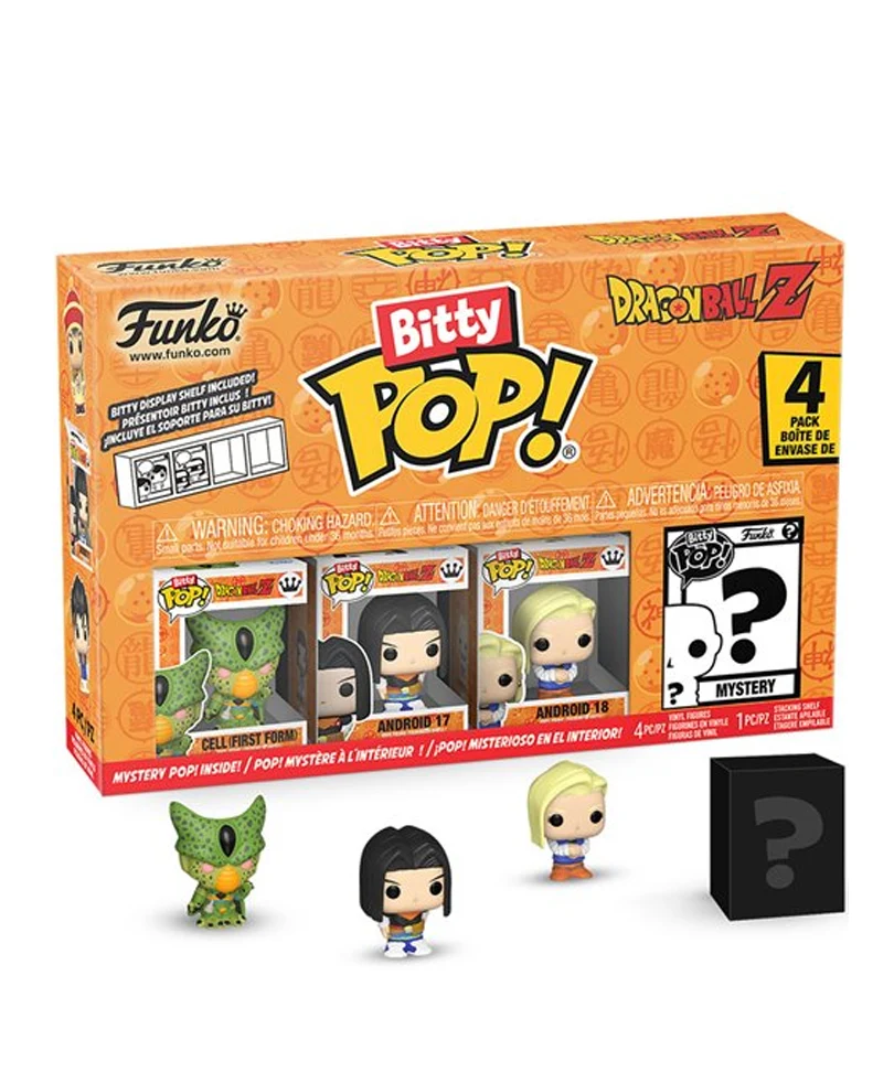 Cell (First Form) / Android 17 / Android 18 / Mystery Bitty (4-Pack)