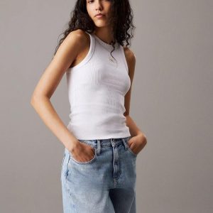 Calvin Klein Canotta Donna Label Rib Tank Top Calvin Klein Canotta Donna Label Rib Tank Top