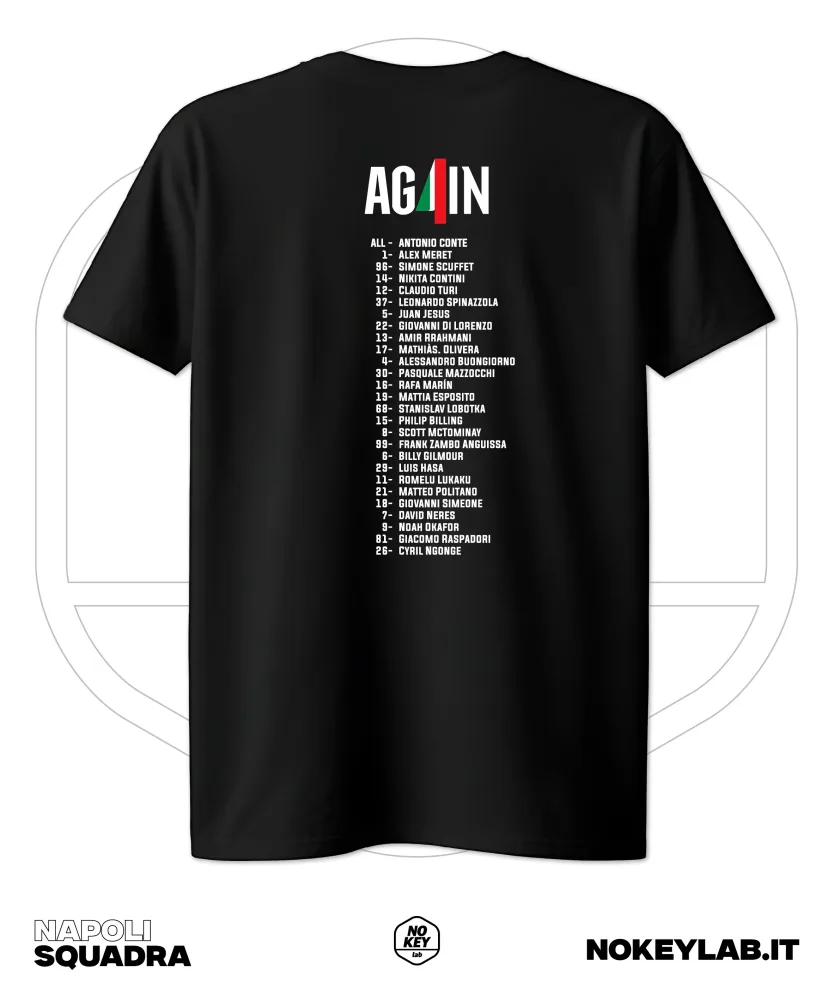 Maglia Napoli Again Squadra 4° Scudetto 2025 – T-Shirt Celebrativa Campioni d’Italia - immagine 3