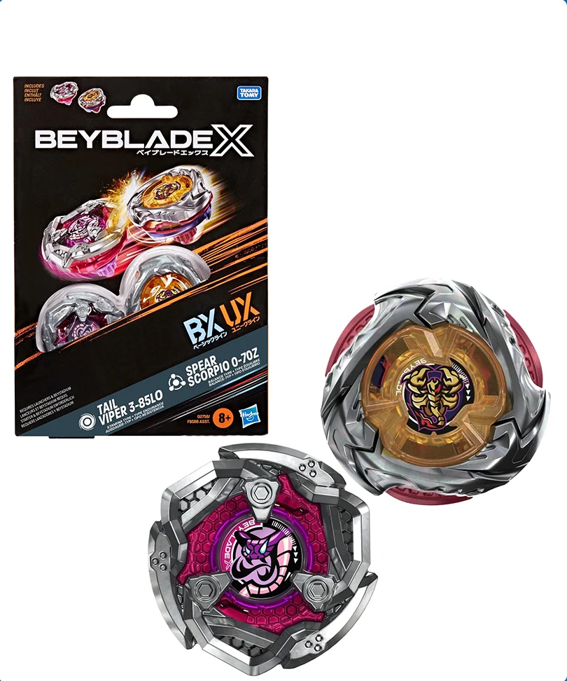 Beyblade X – Dual Pack: Tail Viper 3-85LO & Spear Scorpio 0-70Z Beyblade X – Dual Pack: Tail Viper 3-85LO & Spear Scorpio 0-70Z