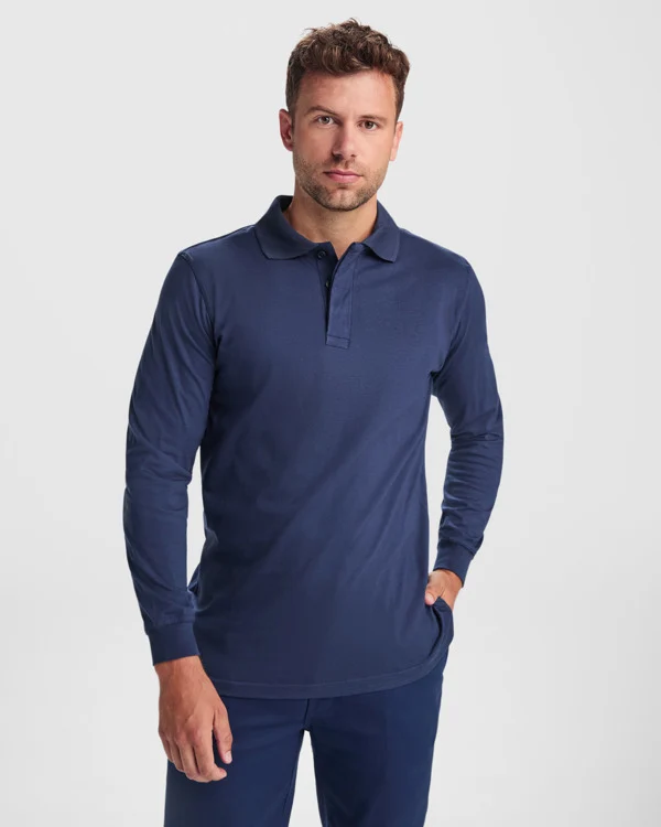 Polo Ignifuga Maniche Lunghe SANTANA – Maglia Liscia Antistatica con Bottoni Rivestiti