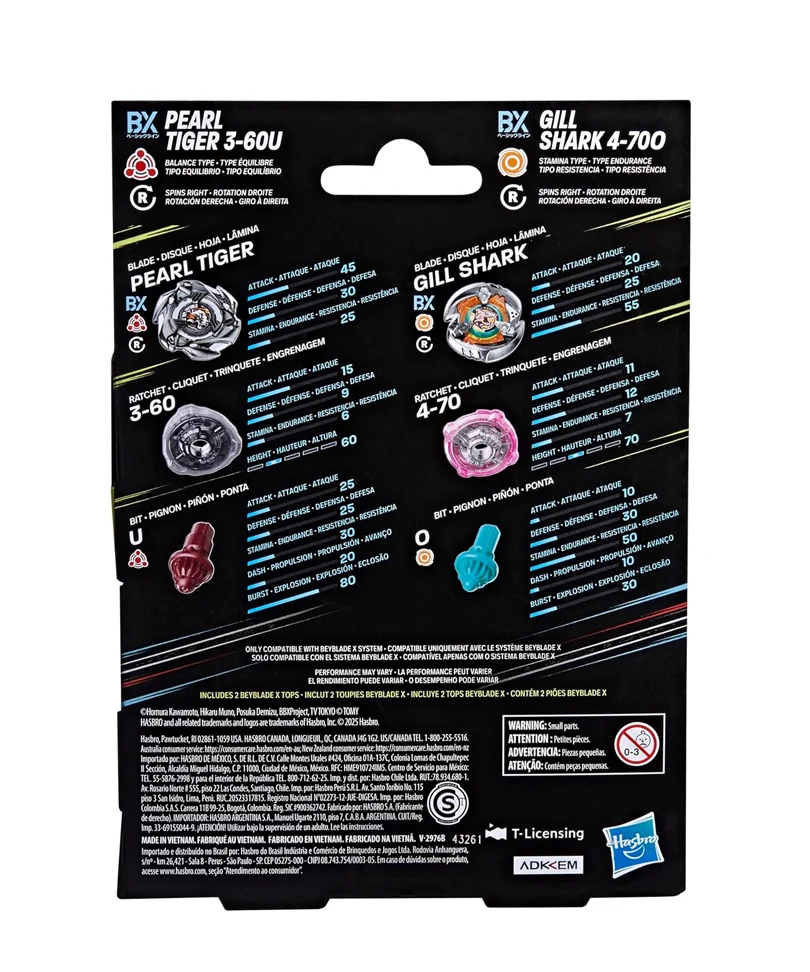 Beyblade X - Dual Pack: Gill Shark 4-70O & Pearl Tiger 3-60U - immagine 3