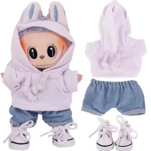 Set Outfit Felpa Bianca, Jeans e Scarpe Bianche per Labubu (17 cm) Set Outfit Felpa Bianca, Jeans e Scarpe Bianche per Labubu (17 cm)