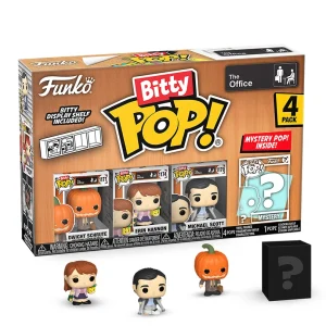 Dwight Schrute with Pumpkinhead / Erin Hannon with Happy Box and Champagn / Michael Scott (Crutches) / Mystery Bitty (4-Pack) Dwight Schrute with Pumpkinhead / Erin Hannon with Happy Box and Champagn / Michael Scott (Crutches) / Mystery Bitty (4-Pack)