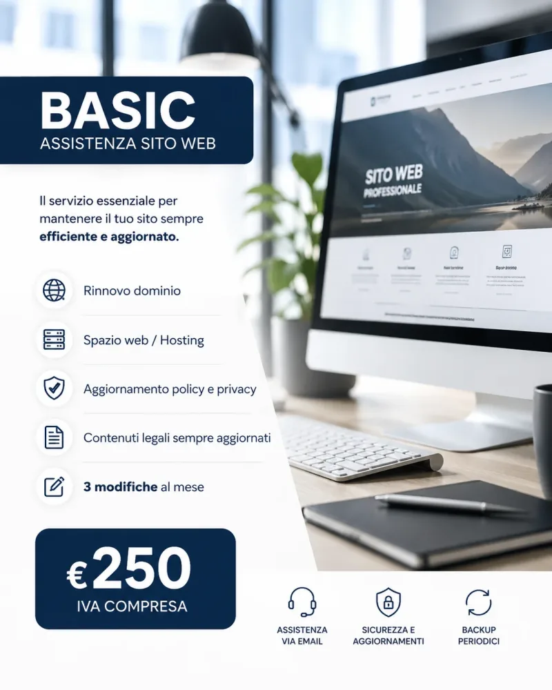 Piano Basic – Assistenza Sito Web vetrina