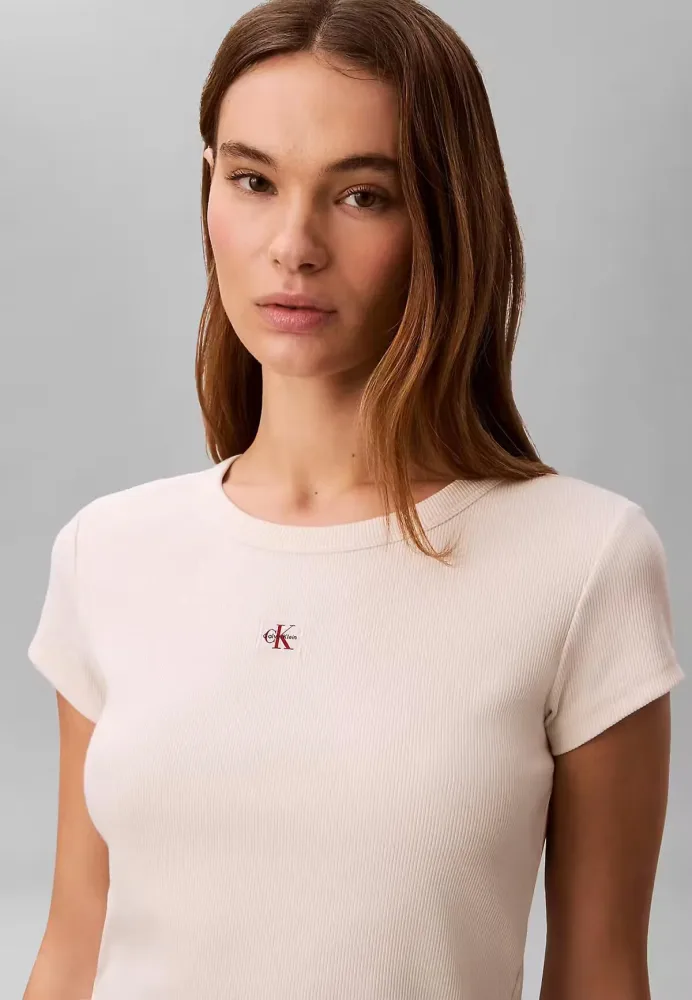 Calvin Klein T Shirt Donna A Woven Label 2x2 Rib - immagine 3