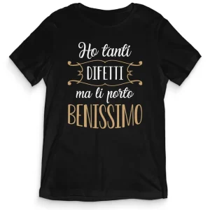 TeesBlitz T-Shirt divertente – Ho tanti difetti ma li porto benissimo – tee21-012 TeesBlitz T-Shirt divertente – Ho tanti difetti ma li porto benissimo – tee21-012