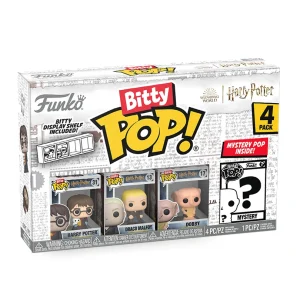 Harry Potter (Robes and Hedwig) / Draco Malfoy / Dobby / Mystery Bitty (4-Pack) Harry Potter (Robes and Hedwig) / Draco Malfoy / Dobby / Mystery Bitty (4-Pack)