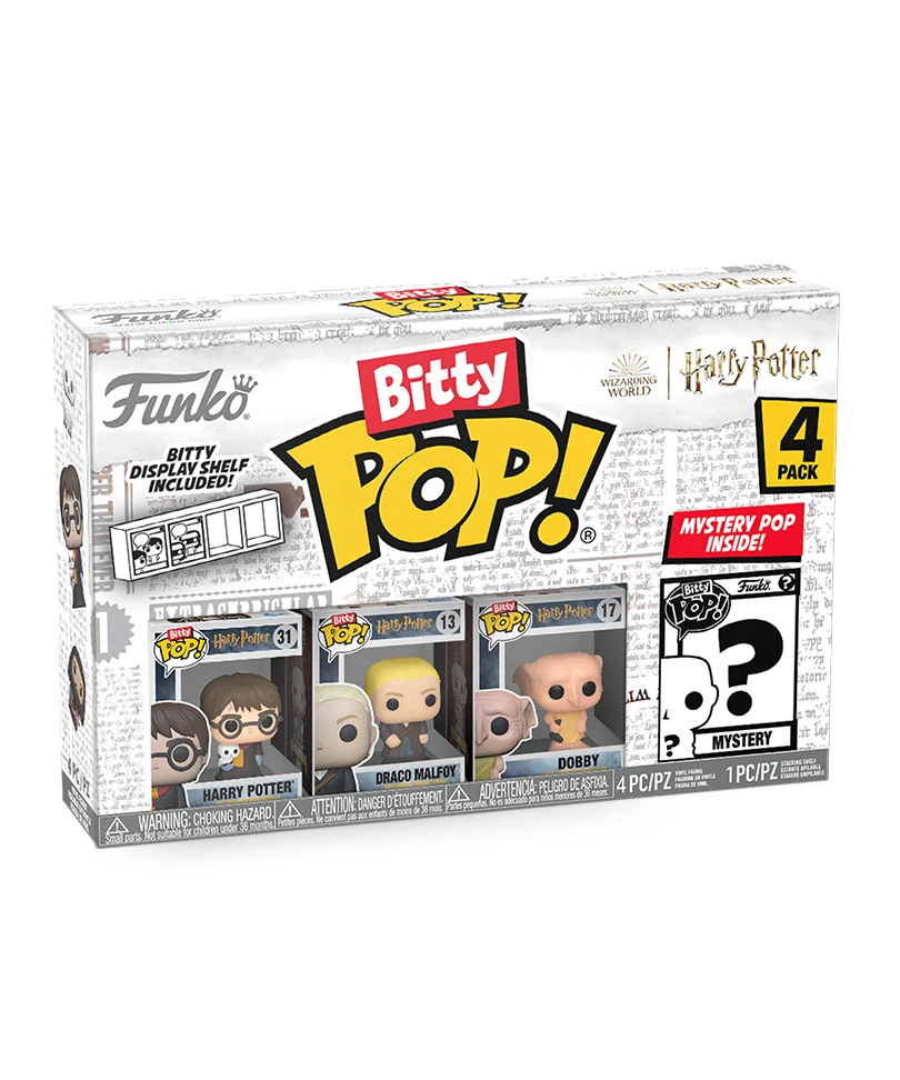 Harry Potter (Robes and Hedwig) / Draco Malfoy / Dobby / Mystery Bitty (4-Pack)