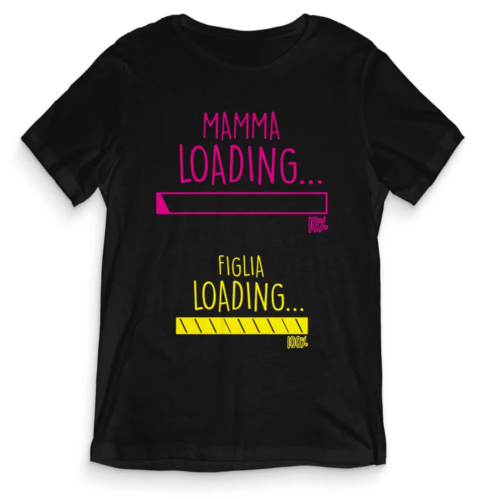 TeesBlitz T-Shirt divertente – Mamma loading… figlia loading… – tee21-033